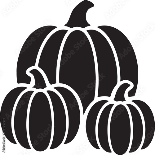 Fall pumpkin cluster silhouette vector for autumn, harvest, Thanksgiving, decoration, and seasonal.
