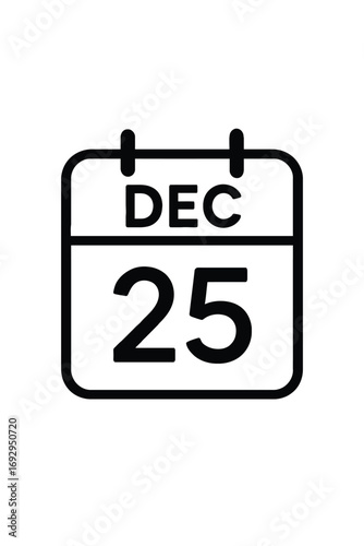 Simple icon of a calendar showing december twenty fifth