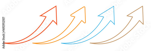 Colorful curve arrows flat design hand drawn red green blue yellow