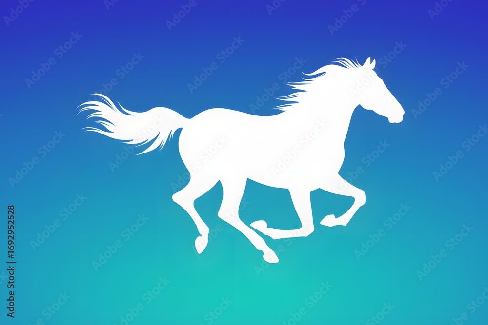 Fototapeta premium White Running Horse Silhouette on Gradient Background