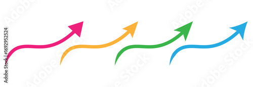 Curve arrows infographic element flat hand drawn colorful doodle