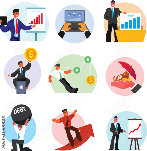 Business Growth and Finance Illustration Set