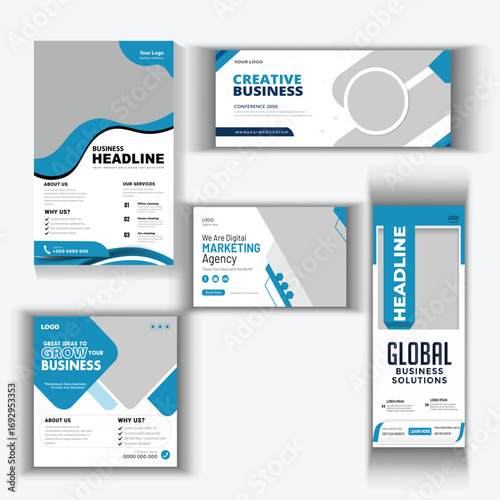 Elegant Business Bundle Templates | Corporate Branding & Marketing Kit for Flyers, Brochures