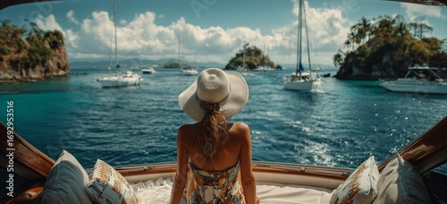 Enjoying a Tropical Getaway on a Sailboat With Palm Trees on a Remote Island ...