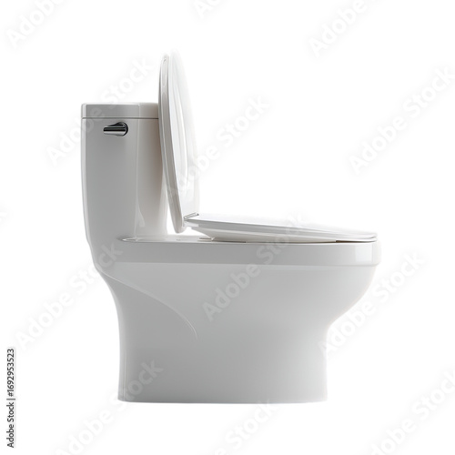 Modern white ceramic toilet side profile studio shot clean bathroom fixture design