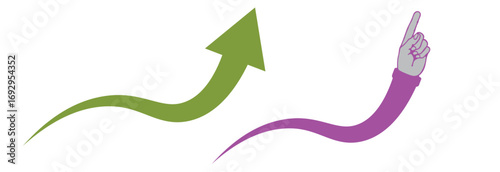 Minimalist curve arrows doodle set flat colorful transparent png art