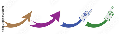 MB BodyColorful hand drawn curve arrows doodle set flat vector transparent background PNG