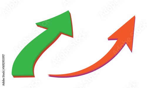 Simple doodle curve arrows set flat colorful design isolated transparent background PNG