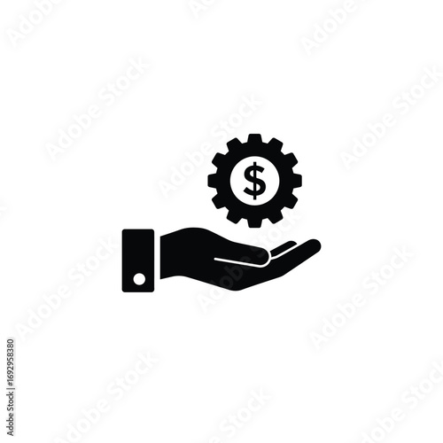 Hand Holding Gear with Dollar Sign Icon money finance business vector management process financial payment cost profit currency symbol