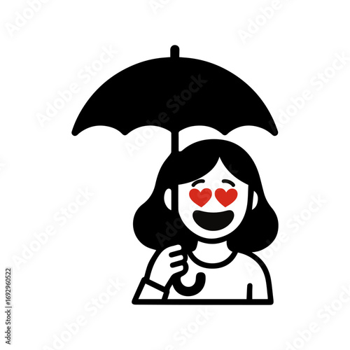 character emotion girl with umbrella love vector on white background
Vector icon character with emotion