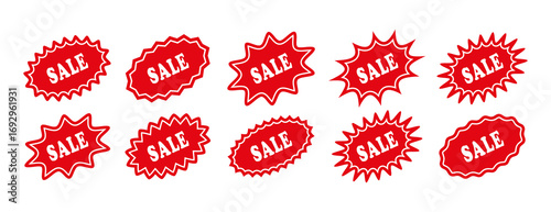 Star burst price boxes. Black friday discount stickers. Red tag product labels, promo stamps. Splash badges. Set starburst shapes isolated on white background. Vector illustration.