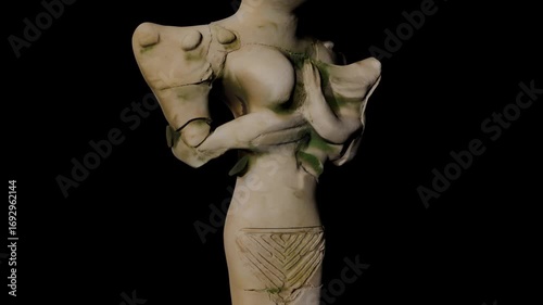 ancient Sumerian figure of a reptilian being breastfeeding its baby,