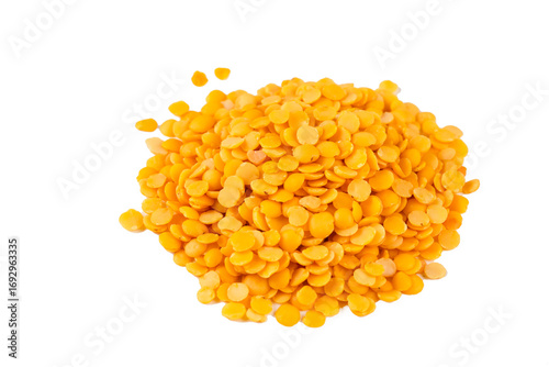 Canvas Print Yellow lentil on the white background
