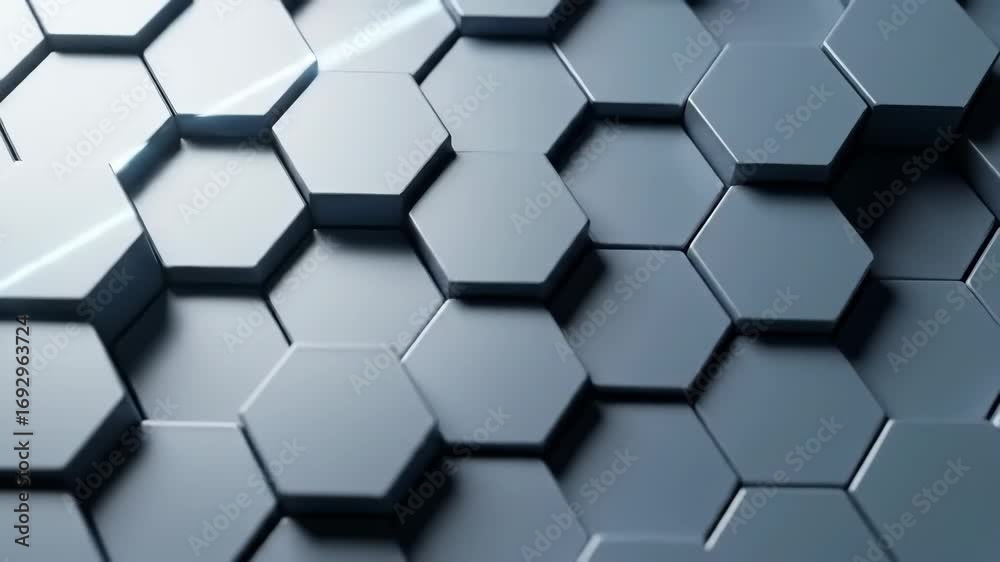 Undulating 3D hexagon tile wall with synchronized wave motion and moving light effects