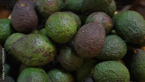 Healthy food, lots of avocados, close up