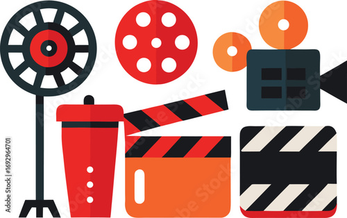 Film festival icons collection vector graphics cinema movie production symbols eps