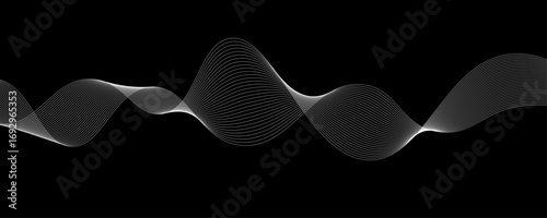 Elegant Abstract White Wave Lines Flowing Smoothly Across a Deep Black Background, Creating a Minimalist and Modern Contrast.
