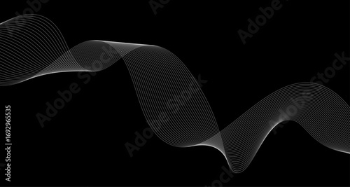 Elegant Abstract White Wave Lines Flowing Smoothly Across a Deep Black Background, Creating a Minimalist and Modern Contrast.
