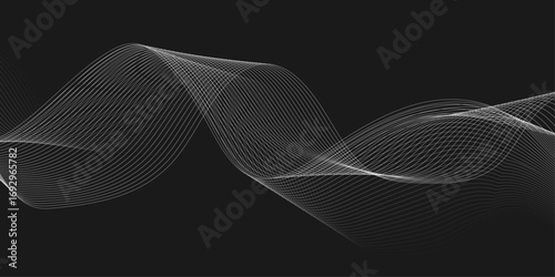 Elegant Abstract White Wave Lines Flowing Smoothly Across a Deep Black Background, Creating a Minimalist and Modern Contrast.

