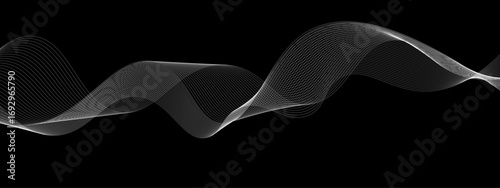 Elegant Abstract White Wave Lines Flowing Smoothly Across a Deep Black Background, Creating a Minimalist and Modern Contrast.
