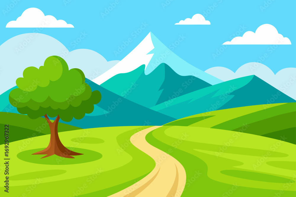 Obraz premium Landscape with mountain and winding path