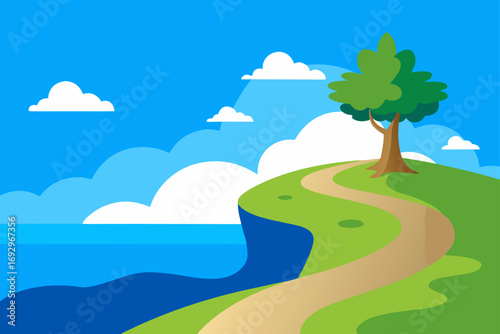 Landscape view of a cliff with a pathway