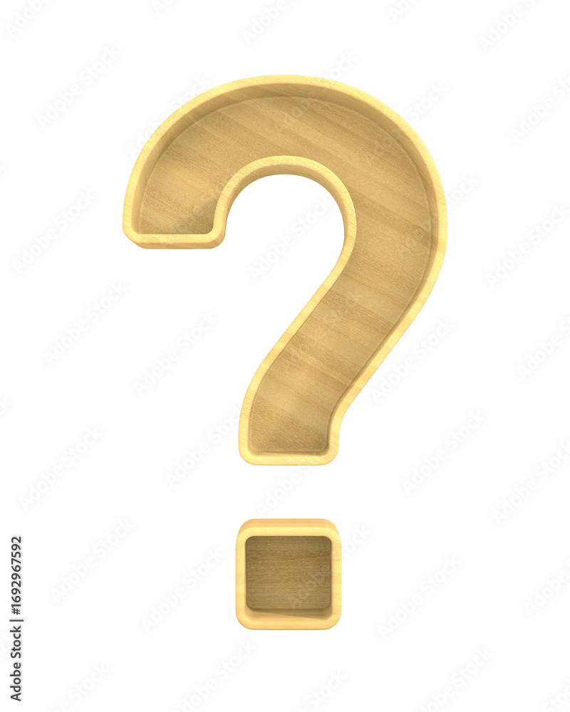 Naklejka premium Wooden question mark on white background. Isolated 3D illustration
