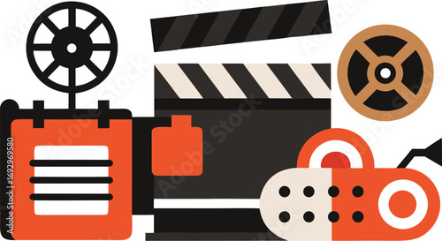 Film festival icons collection vector illustration scalable eps movie production entertainment symbols