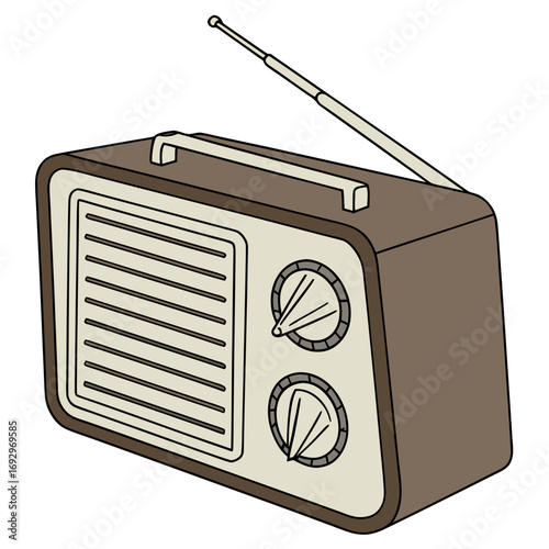 retro radio isolated on white
