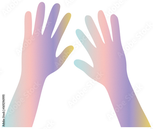 A pair of raised hands with a soft pastel gradient, symbolizing support, celebration, inclusivity, and participation. Ideal for apps, UI design, community projects, or diversity campaigns.