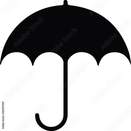 Umbrella Shape Silhouette Isolated Black Icon Vector Isloated On White Background