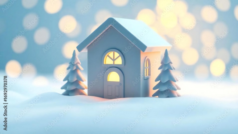 Naklejka premium christmas house in the snow