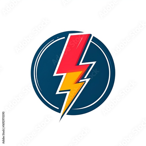 Red and yellow lightning bolt graphic in a dark blue circle Free Download Red and yellow lightning bolt graphic in a dark blue circle - GFXLoad