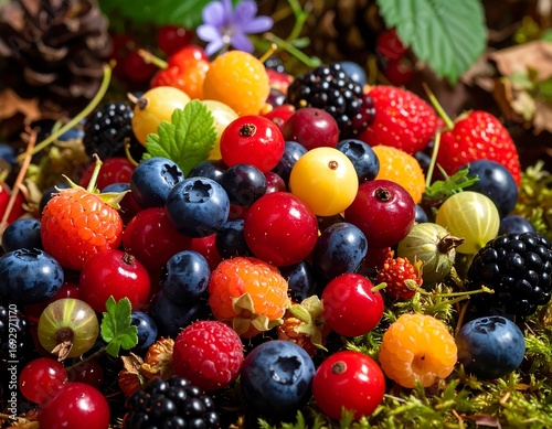 Colorful assortment of fresh berries