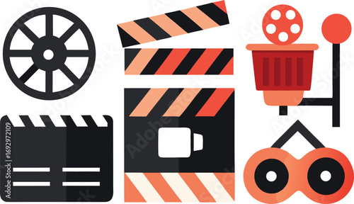 Film festival icons collection vector graphics for movie production and cinema events