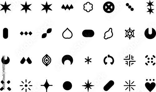 Geometric Shape Silhouettes Icon Collection"