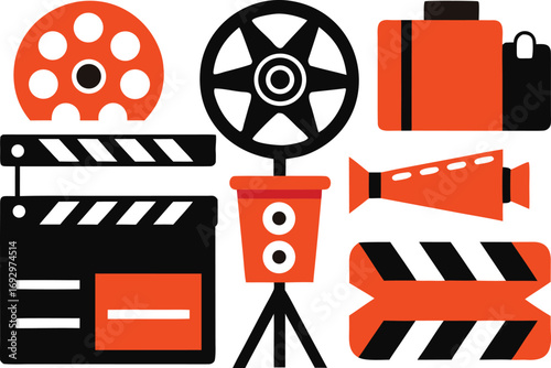 Film festival icons collection vector graphics for movie production and cinema events eps