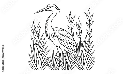 Stork Kids t shirt design silhouette and vector line art, Detailed High-Quality Line Art, Suitable for Adult Coloring Books, Stress Relief, Relaxation, and Printable Art Therapy Projects.