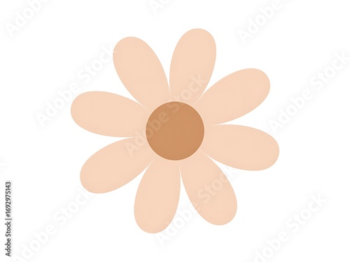 Simple boho style pastel flower clipart with petals and brown center