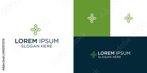 Modern green floral logo template for wellness brand with elegant design elements, ideal for spa, beauty, health, or eco-friendly business seeking a fresh look