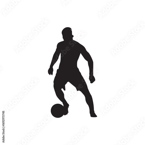 Dribbling soccer silhouette. Bold silhouette of a footballer controlling the ball, ideal for sports graphics.