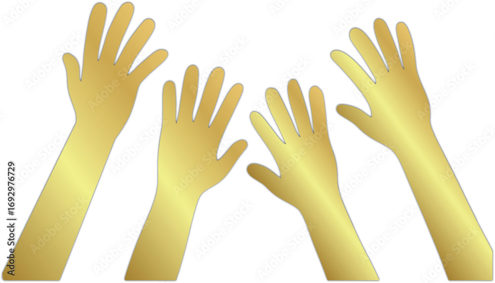 Obraz premium Gold Hands Raised Up 
