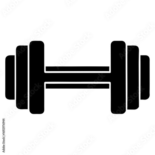 Vector art of a black white dumbbell, a symbol of fitness strength training