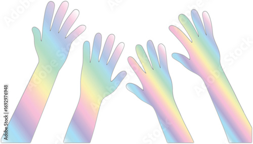 Raised Hands Rainbow Gradient