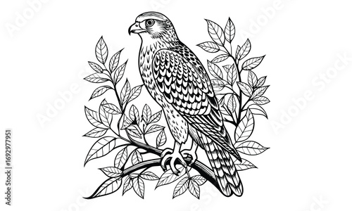 Hawk Kids t shirt design silhouette and vector line art, Detailed High-Quality Line Art, Suitable for Adult Coloring Books, Stress Relief, Relaxation, and Printable Art Therapy Projects.