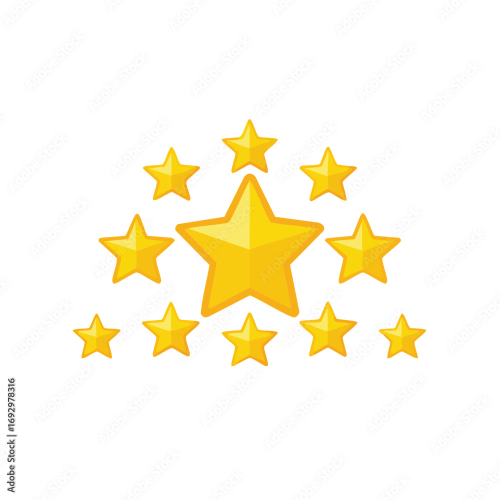 Obraz premium Shining golden star in a constellation, radiant and perfect