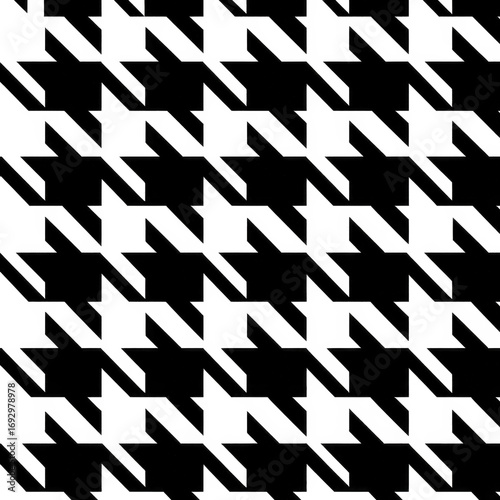 Photo of classic black and white houndstooth pattern, a timeless textile design with a repeating geometric motif, suitable for fashion and upholstery isolated on transparent background