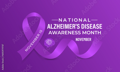 National Alzheimer’s Disease Awareness Month in November highlights early detection, caregiver support, and raising awareness about Alzheimer’s. Creating for web banner, cards, poster, social media.
