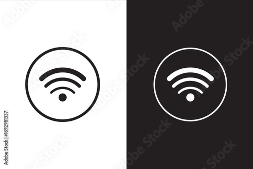 WIFI Signal Icon Minimal Black and White Vector, eps10.