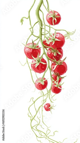 Wallpaper Mural Vibrant Red Tomatoes on Vine Illustration Torontodigital.ca